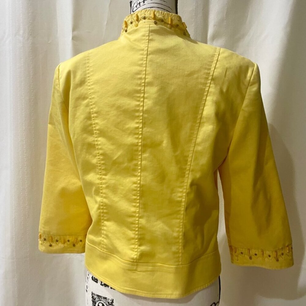 VINTAGE PATCHNGTON YELLOW EMBROIDERED ZIPPED BLAZER JACKET SIZE SMALL - Picture 2 of 11
